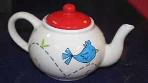 birds in blue teapot painting class at Half Baked Pottery